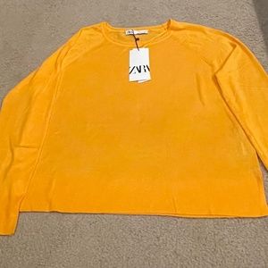 Womens brand new ZARA light sweater orange  with tags, size small